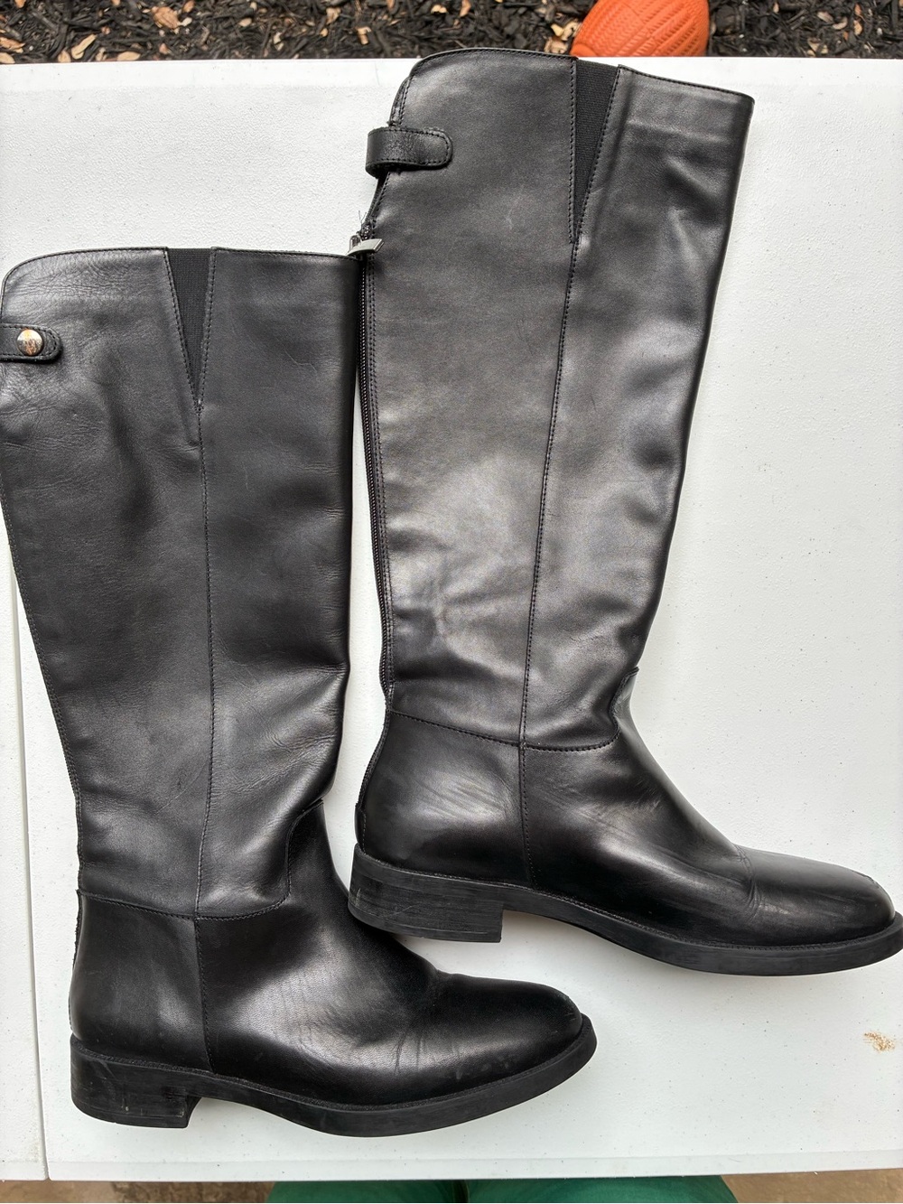 Emanuel Crasto Classic Black Leather Knee-High Riding Boots Women’s Size 38/8